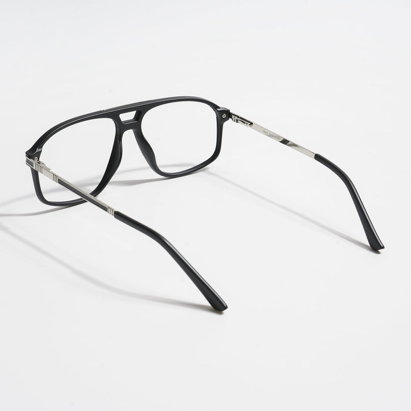EyeJack Titex Matt Black & Silver Aviator Eyeglasses for Men & Women (18906CL292-C1)