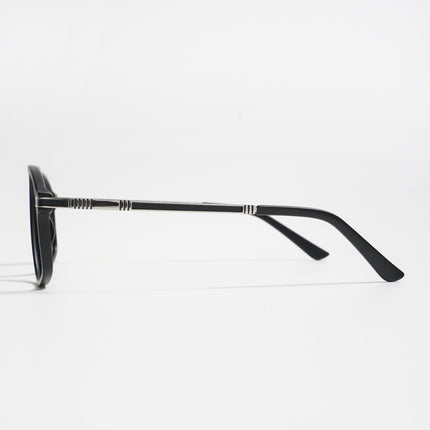 EyeJack Titex Matt Black & Silver Aviator Eyeglasses for Men & Women (18906CL292-C1)