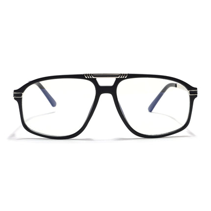 EyeJack Titex Matt Black & Silver Aviator Eyeglasses for Men & Women (18906CL292-C1)