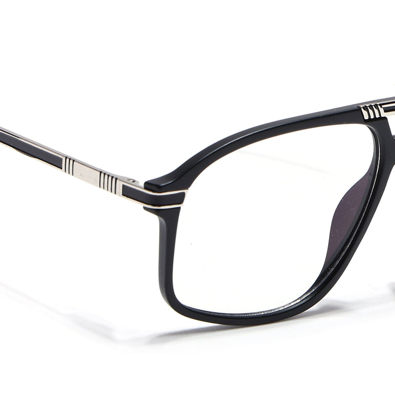 EyeJack Titex Matt Black & Silver Aviator Eyeglasses for Men & Women (18906CL292-C1)