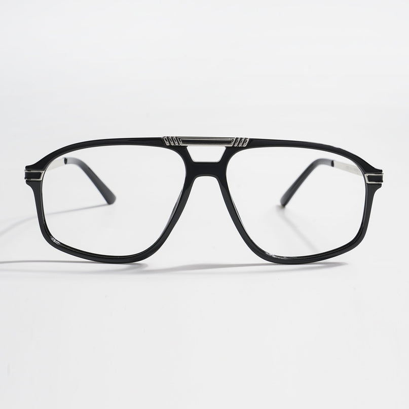 EyeJack Titex Shine Black & Silver Aviator Eyeglasses for Men & Women (18906CL293-C2)