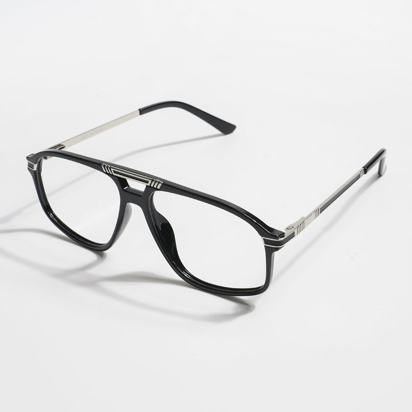 EyeJack Titex Shine Black & Silver Aviator Eyeglasses for Men & Women (18906CL293-C2)