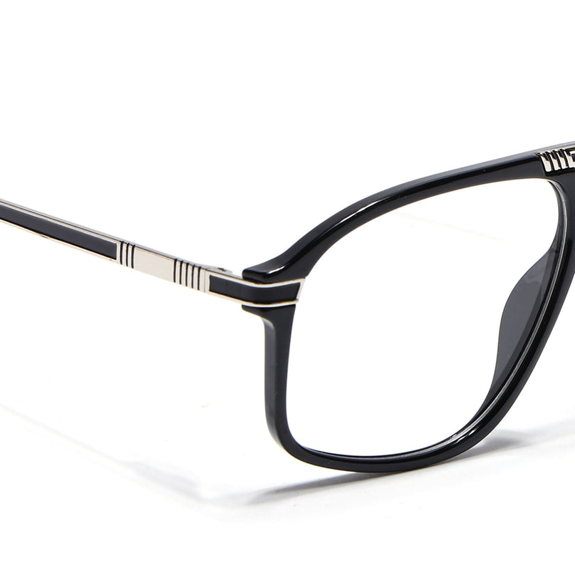 EyeJack Titex Shine Black & Silver Aviator Eyeglasses for Men & Women (18906CL293-C2)