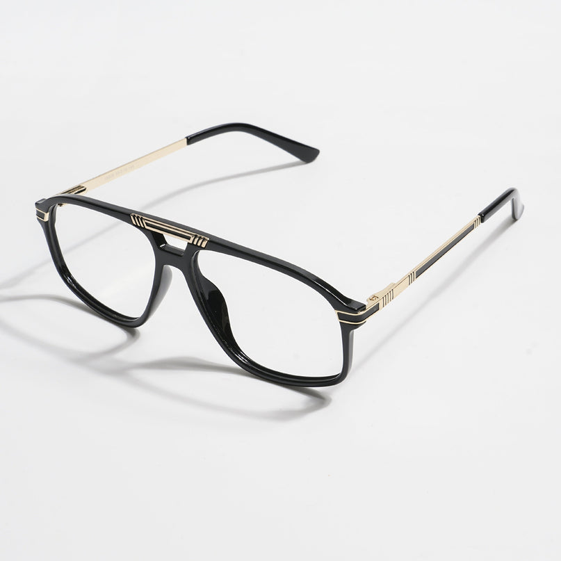 EyeJack Titex Shine Black & Golden Aviator Eyeglasses for Men & Women (18906CL294-C3)