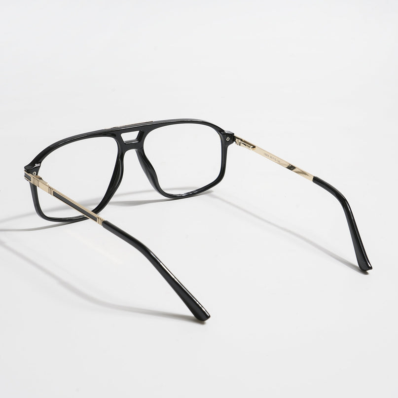 EyeJack Titex Shine Black & Golden Aviator Eyeglasses for Men & Women (18906CL294-C3)