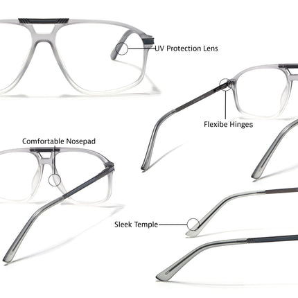 EyeJack Titex Matt Grey Aviator Eyeglasses for Men & Women (18906CL297-C6)