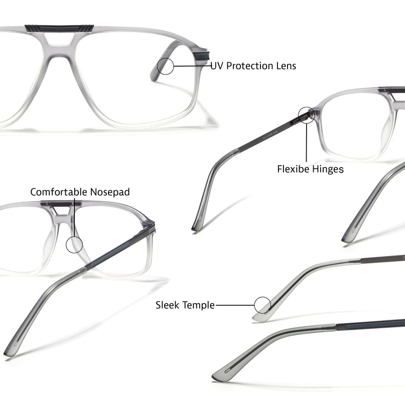 EyeJack Titex Matt Grey Aviator Eyeglasses for Men & Women (18906CL297-C6)