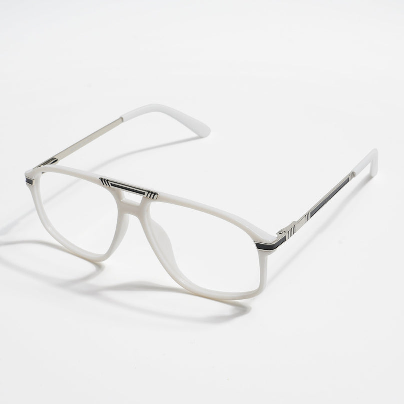 EyeJack Titex White Aviator Eyeglasses for Men & Women (18906CL299-C8)