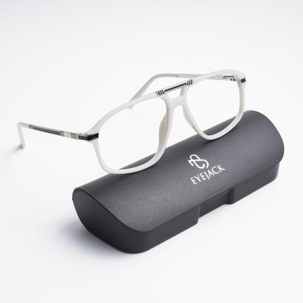 EyeJack Titex Matt Black & Silver Aviator Eyeglasses for Men & Women (18906CL292-C1)