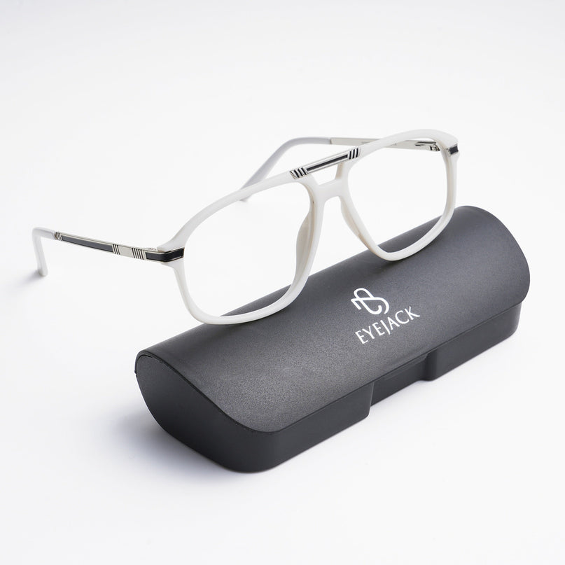 EyeJack Titex Matt Black & Silver Aviator Eyeglasses for Men & Women (18906CL292-C1)