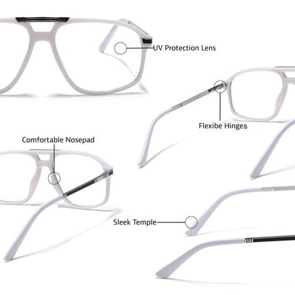EyeJack Titex White Aviator Eyeglasses for Men & Women (18906CL299-C8)