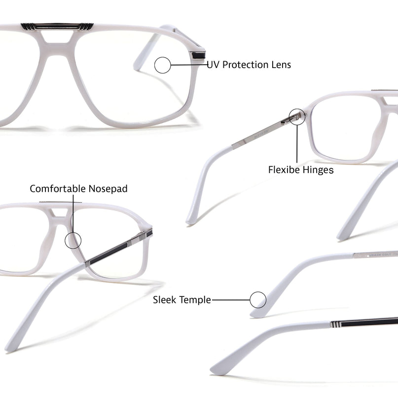 EyeJack Titex White Aviator Eyeglasses for Men & Women (18906CL299-C8)