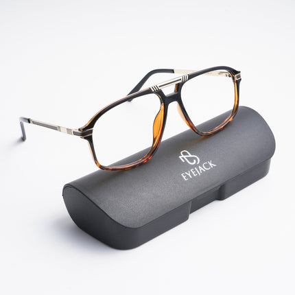 EyeJack Titex Matt Black & Silver Aviator Eyeglasses for Men & Women (18906CL292-C1)