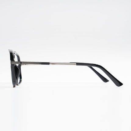 EyeJack Titex Shine Black & Silver Wayfarer Eyeglasses for Men & Women (18907CL304-C2)