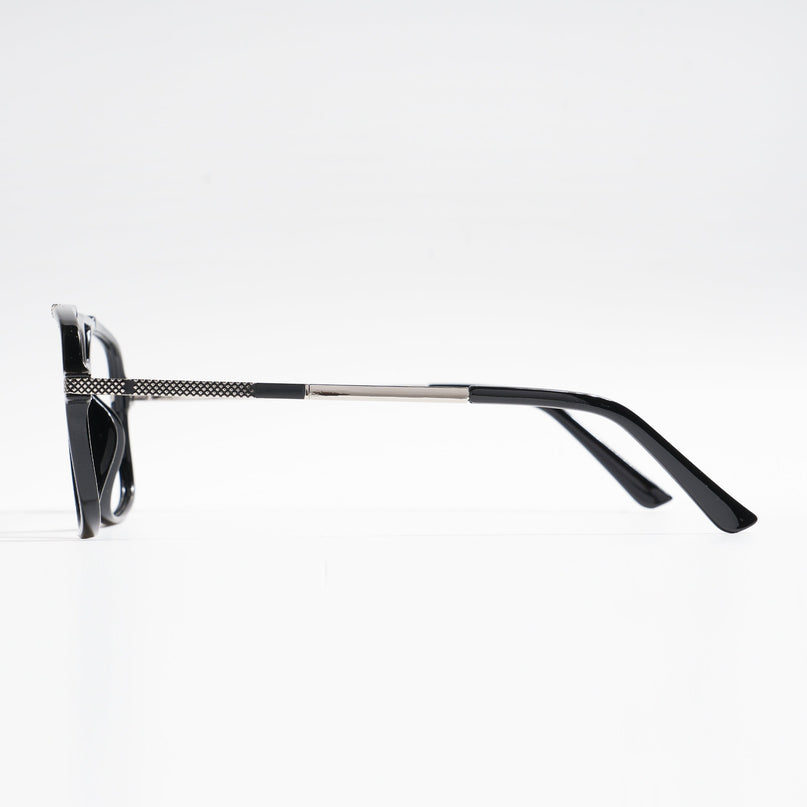 EyeJack Titex Shine Black & Silver Wayfarer Eyeglasses for Men & Women (18907CL304-C2)