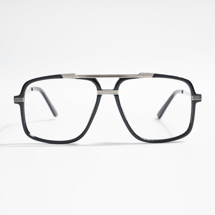 EyeJack Titex Shine Black & Silver Wayfarer Eyeglasses for Men & Women (18907CL304-C2)