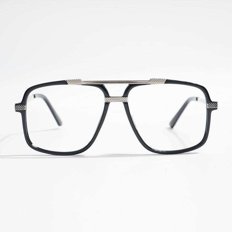 EyeJack Titex Shine Black & Silver Wayfarer Eyeglasses for Men & Women (18907CL304-C2)