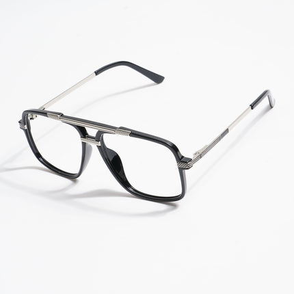 EyeJack Titex Shine Black & Silver Wayfarer Eyeglasses for Men & Women (18907CL304-C2)