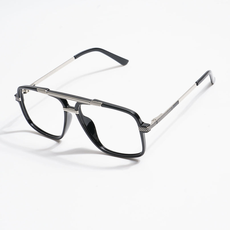 EyeJack Titex Shine Black & Silver Wayfarer Eyeglasses for Men & Women (18907CL304-C2)
