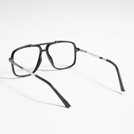 EyeJack Titex Shine Black & Silver Wayfarer Eyeglasses for Men & Women (18907CL304-C2)
