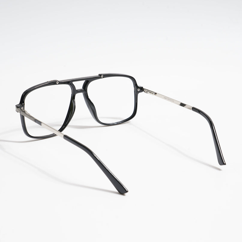 EyeJack Titex Shine Black & Silver Wayfarer Eyeglasses for Men & Women (18907CL304-C2)