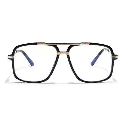 EyeJack Titex Shine Black & Golden Wayfarer Eyeglasses for Men & Women (18907CL305-C3)