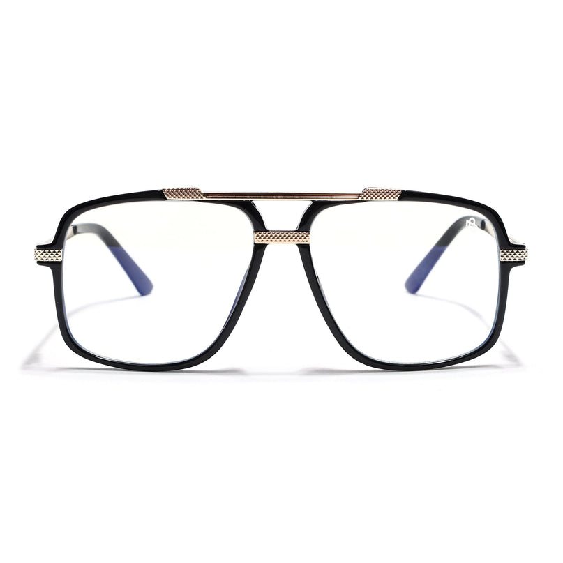 EyeJack Titex Shine Black & Golden Wayfarer Eyeglasses for Men & Women (18907CL305-C3)