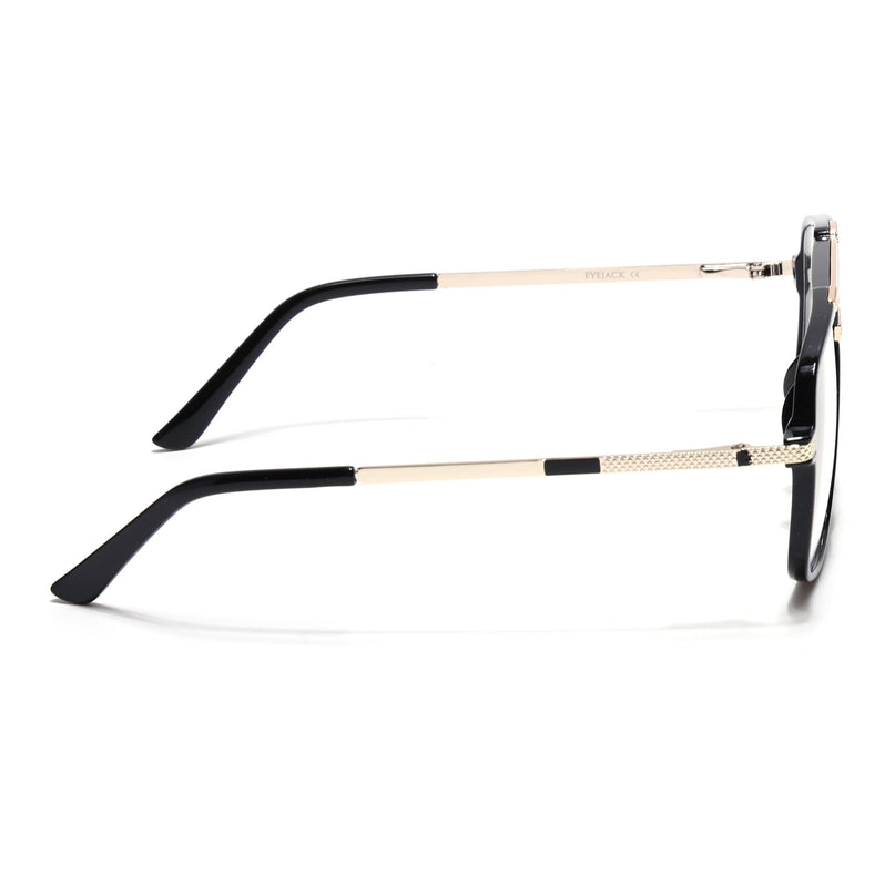 EyeJack Titex Shine Black & Golden Wayfarer Eyeglasses for Men & Women (18907CL305-C3)