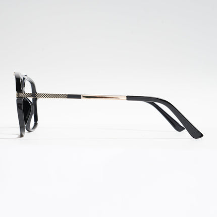 EyeJack Titex Shine Black & Golden Wayfarer Eyeglasses for Men & Women (18907CL305-C3)