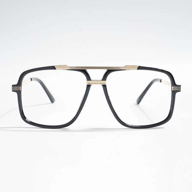 EyeJack Titex Shine Black & Golden Wayfarer Eyeglasses for Men & Women (18907CL305-C3)