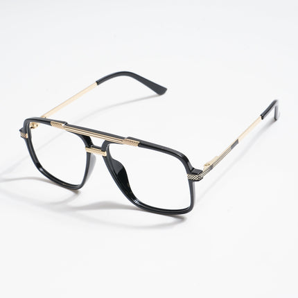 EyeJack Titex Shine Black & Golden Wayfarer Eyeglasses for Men & Women (18907CL305-C3)