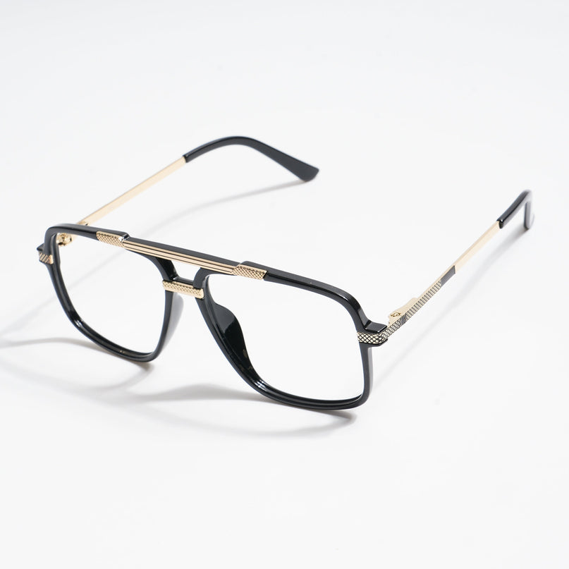 EyeJack Titex Shine Black & Golden Wayfarer Eyeglasses for Men & Women (18907CL305-C3)