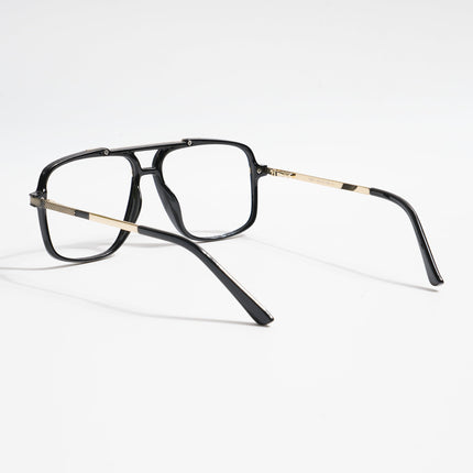 EyeJack Titex Shine Black & Golden Wayfarer Eyeglasses for Men & Women (18907CL305-C3)