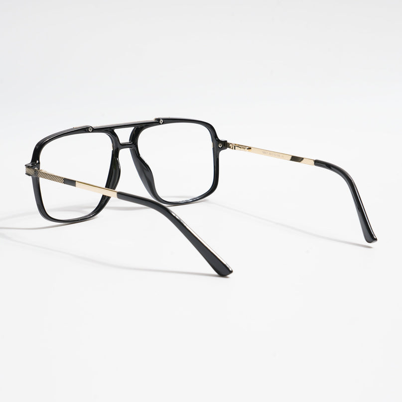 EyeJack Titex Shine Black & Golden Wayfarer Eyeglasses for Men & Women (18907CL305-C3)