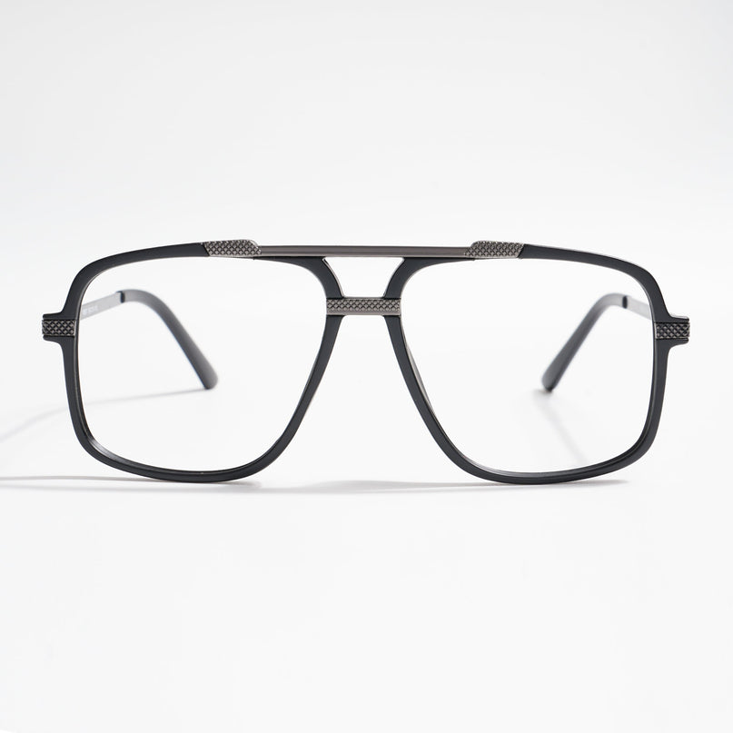 EyeJack Titex Matt Black & Grey Wayfarer Eyeglasses for Men & Women (18907CL306-C4)