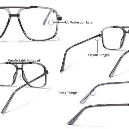 EyeJack Titex Shine Grey Wayfarer Eyeglasses for Men & Women (18907CL307-C5)