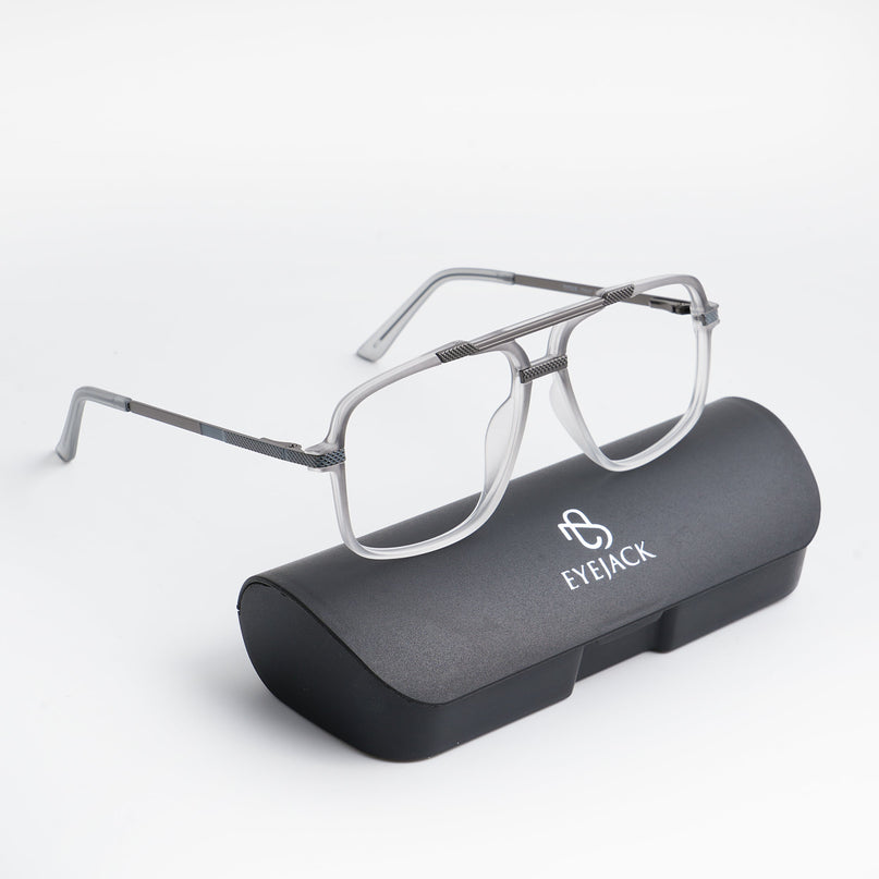 EyeJack Titex Matt Grey Wayfarer Eyeglasses for Men & Women (18907CL308-C6)