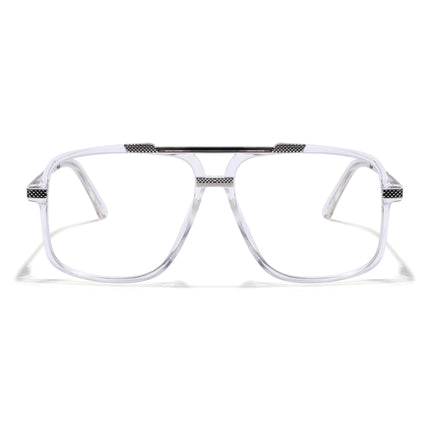 EyeJack Titex Transparent & Silver Wayfarer Eyeglasses for Men & Women (18907CL309-C7)