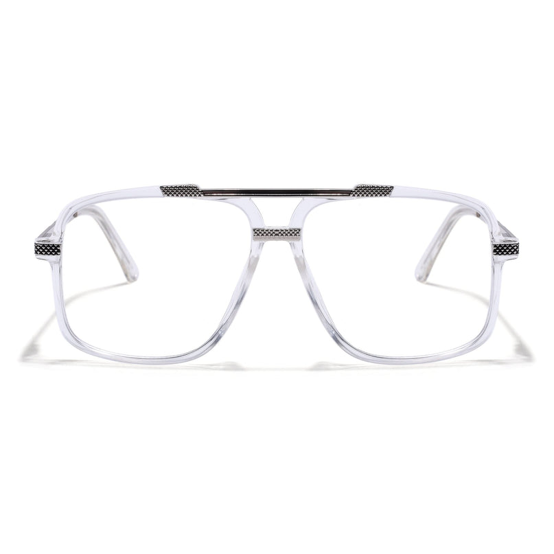EyeJack Titex Transparent & Silver Wayfarer Eyeglasses for Men & Women (18907CL309-C7)