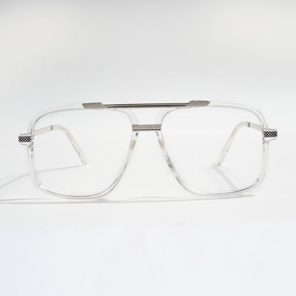 EyeJack Titex Transparent & Silver Wayfarer Eyeglasses for Men & Women (18907CL309-C7)