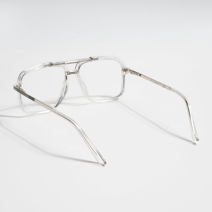 EyeJack Titex Transparent & Silver Wayfarer Eyeglasses for Men & Women (18907CL309-C7)