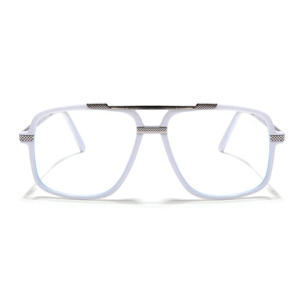 EyeJack Titex White & Silver Wayfarer Eyeglasses for Men & Women (18907CL310-C8)