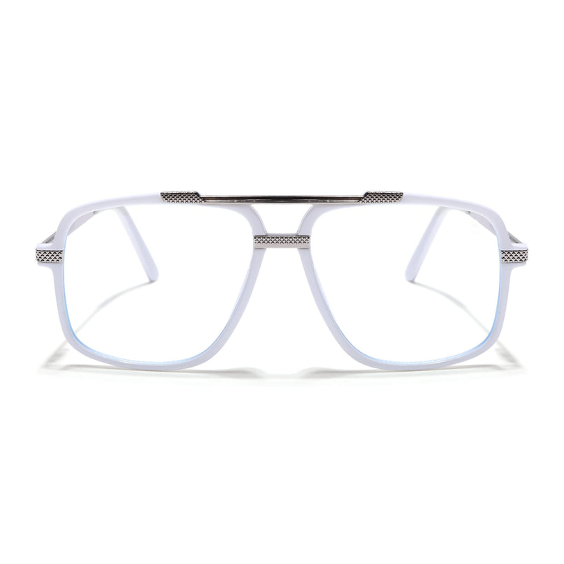 EyeJack Titex White & Silver Wayfarer Eyeglasses for Men & Women (18907CL310-C8)