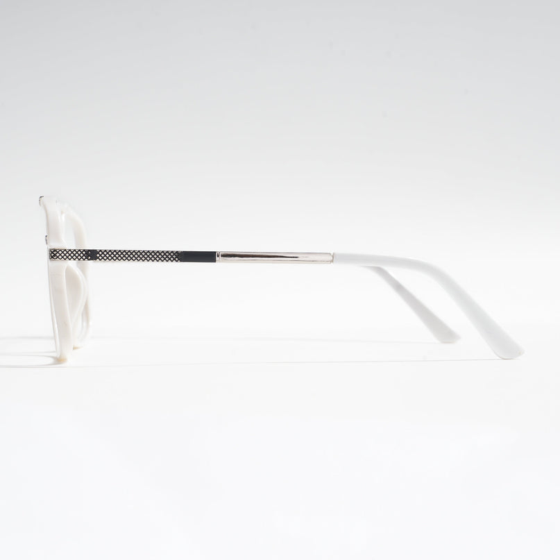 EyeJack Titex White & Silver Wayfarer Eyeglasses for Men & Women (18907CL310-C8)