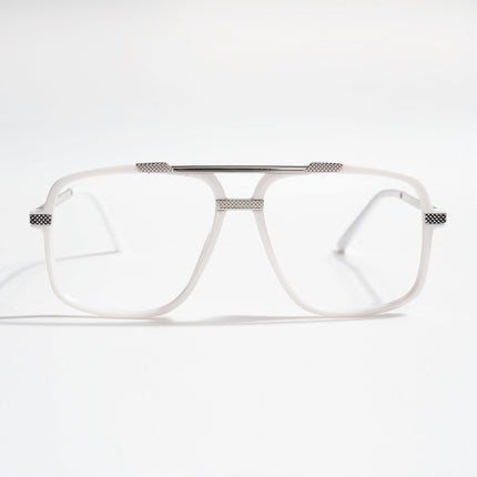 EyeJack Titex White & Silver Wayfarer Eyeglasses for Men & Women (18907CL310-C8)