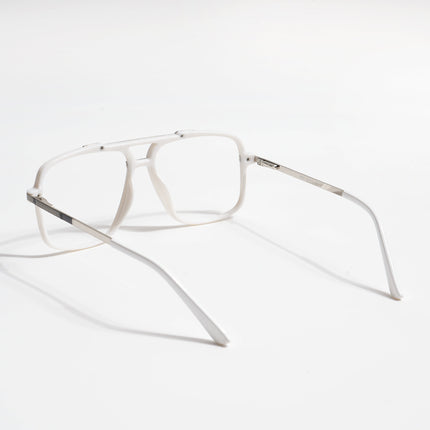 EyeJack Titex White & Silver Wayfarer Eyeglasses for Men & Women (18907CL310-C8)