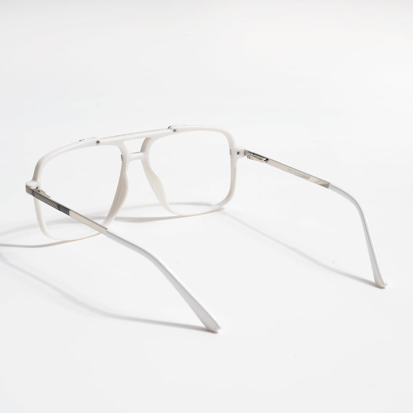 EyeJack Titex White & Silver Wayfarer Eyeglasses for Men & Women (18907CL310-C8)