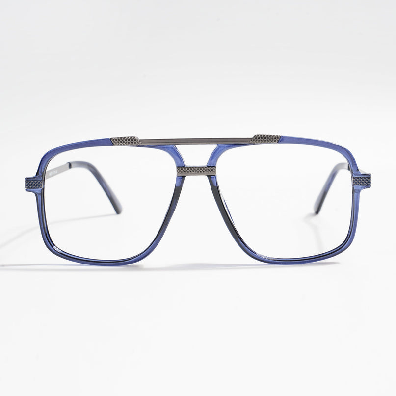 EyeJack Titex Blue & Grey Wayfarer Eyeglasses for Men & Women (18907CL312-C10)