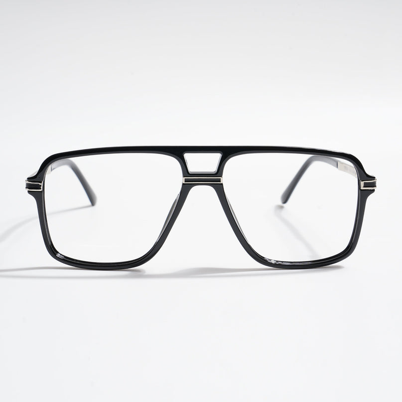 EyeJack Titex Shine Black & Silver Wayfarer Eyeglasses for Men & Women (18908CL315-C2)