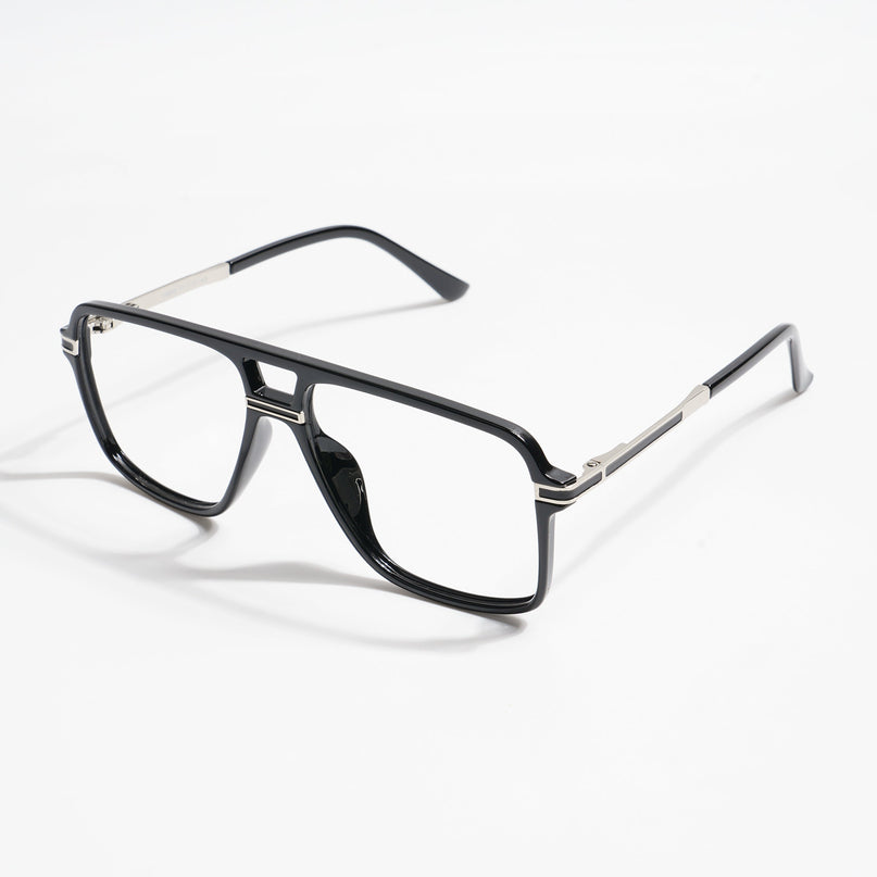 EyeJack Titex Shine Black & Silver Wayfarer Eyeglasses for Men & Women (18908CL315-C2)